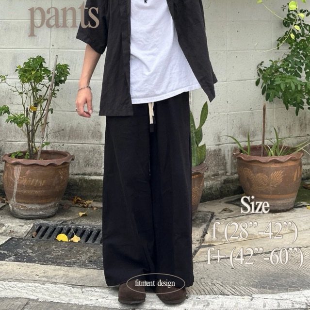 fitment oversize pants กางเกงโอเวอร์ไซส์ ขายาว สีดำ รุ่นผ้าฝ้าย
