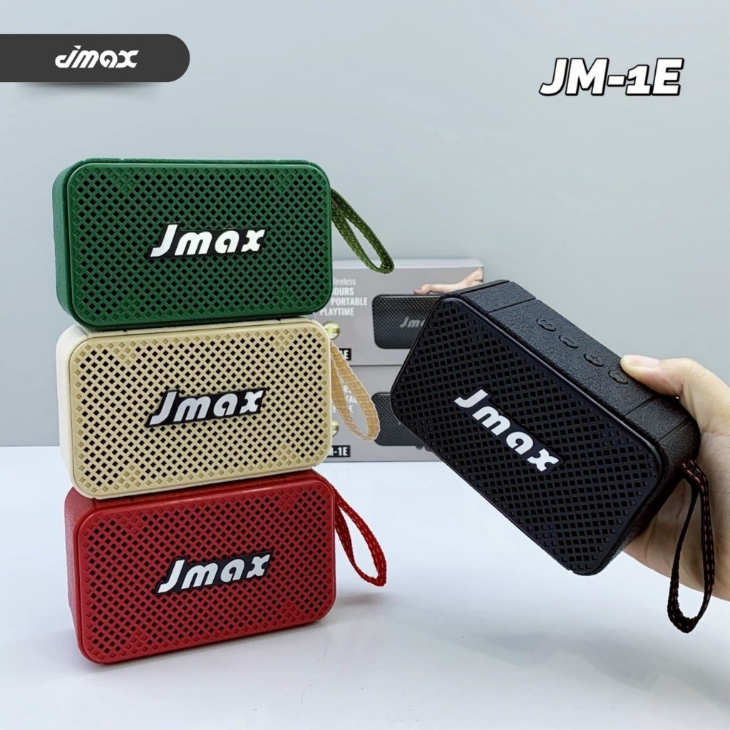 JMAX JM-1E ลำโพงบลูทูธไร้สายเชื่อมต่อได้2ตัว พร้อมสายหิ้ว ลำโพงไร้สาย ของแท้100% BT/TF/USBกำลังขับ5W