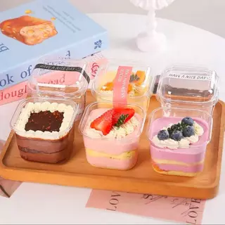 กล่องเค้กทีรามิสุ ถ้วยมูส กล่องขนมสี่เหลี่ยมแบบใส ขนาด 300 ml (SX365) แพ็ค25/50/100 ชุด