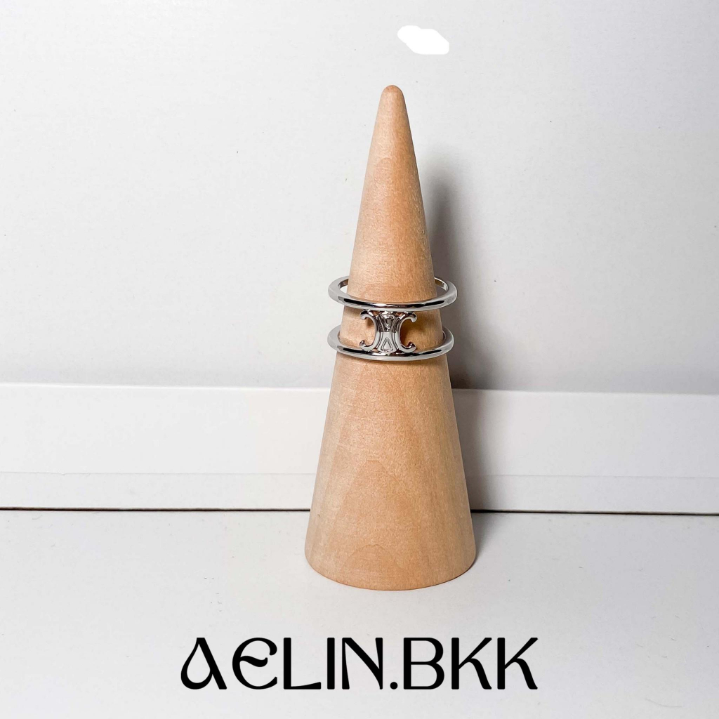 Aelin.bkk แหวนเงิน เคลือบโลหะ สามารถปรับได้ บีบได้ รูปที่ 5