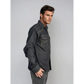 Captain Jeans เสื้อเชิ้ตยีนส์แขนยาว กระดุมเป๊ก ทรงพอดีตัว 2 สี ขนาด S-2XL
