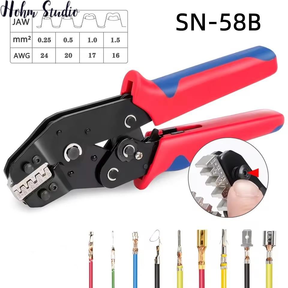 พร้อมส่ง💥คีมย้ำสายไฟ SN-58B 7.6 นิ้ว สำหรับ 0.25-1.5mm² (AWG 24-16) คีมย้ำหางปลา ปอกสายไฟ ใช้กับขั้วต่อ Dupont Molex JST