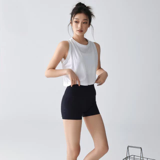 FitYoga เสื้อกีฬาแขนกุดทรงหลวม เสื้อยืดออกกำลังกายตัวสั้น แขนสั้นกระชับสัดส่วน ระบายอากาศได้ดีและเป็นมิตรกับผิวหนัง
