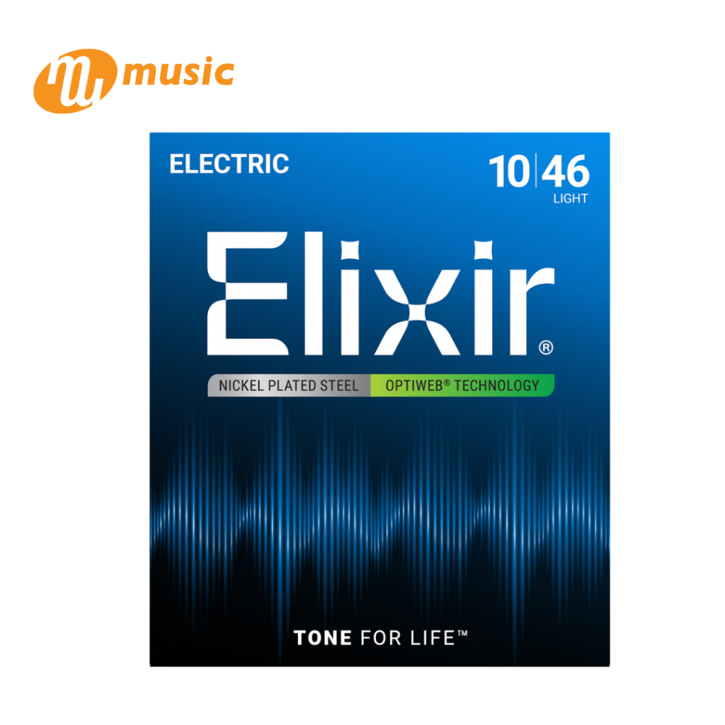 สายกีตาร์ไฟฟ้า  Elixir® Nickel "  เคลือบ OPTIWEB " (  LIGHTเบอร์ 10-.046 )  #19052