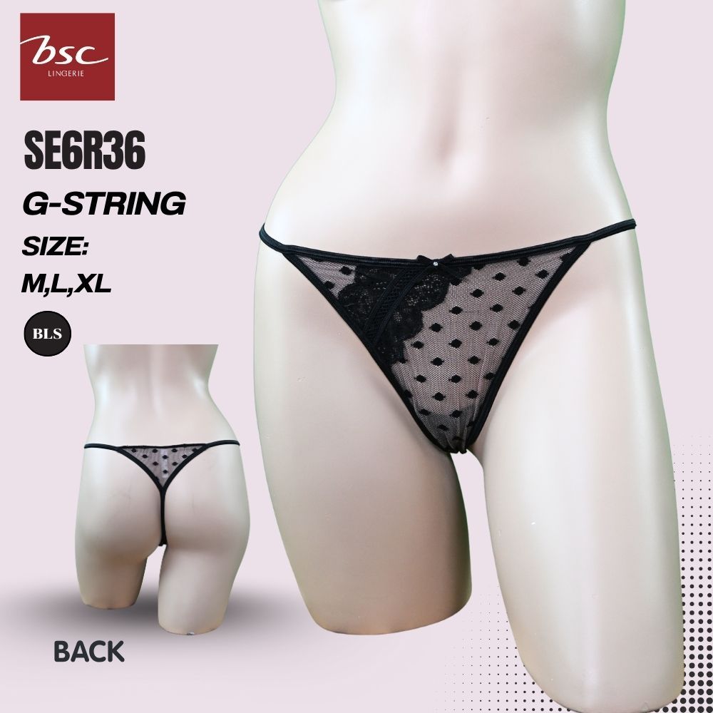 BSC กางเกงชั้นใน แบรนด์ดัง ของแท้ เกรดA รูปแบบ G -Sting   Sexi  ผ้าตาข่าย ลายจุด  SE0150U (SE6R36) BLS