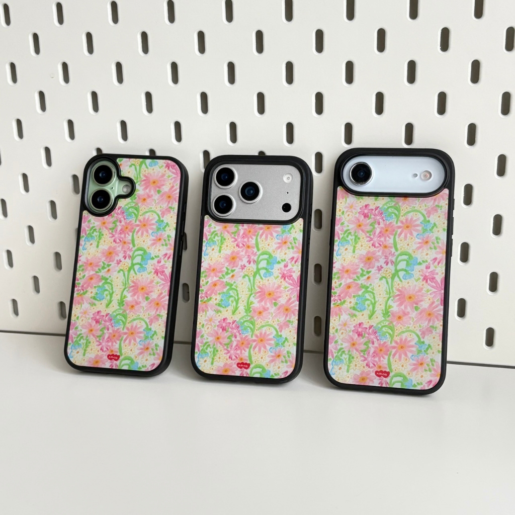 (มีแม่เหล็ก🧲)amuse stuff-case bury bell เคสลายดอกไม้ดอกระฆังสุดน่ารัก(ขอบดำ)🌼