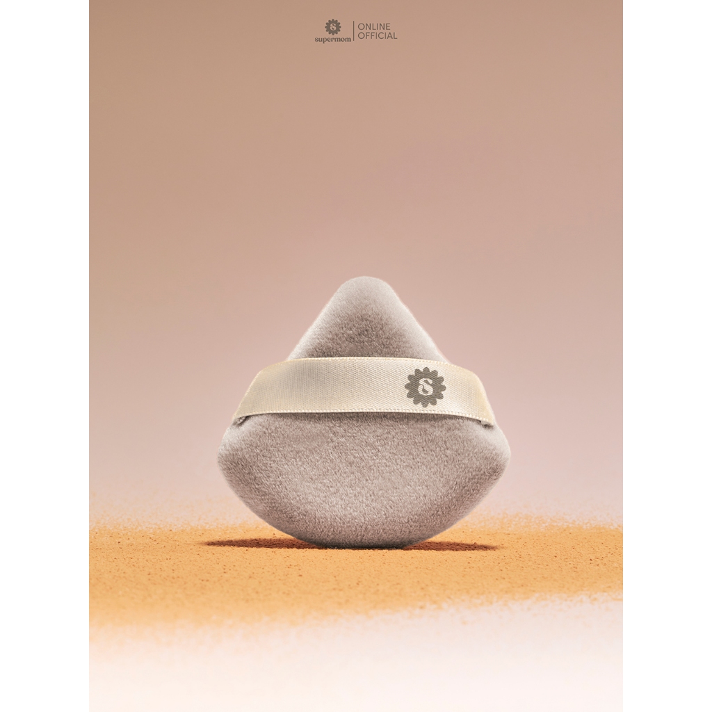SUPERMOM l 119 Triangle velour powder puff พัฟแป้งฝุ่น (มีตลับใส่แถมให้)