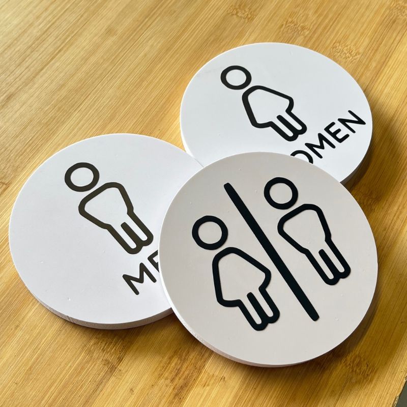 ป้ายห้องน้ำ ชาย หญิง TOILET สติ๊กเกอร์ PVC เกรดพรีเมี่ยม มินิมอล ป้ายสวยๆ