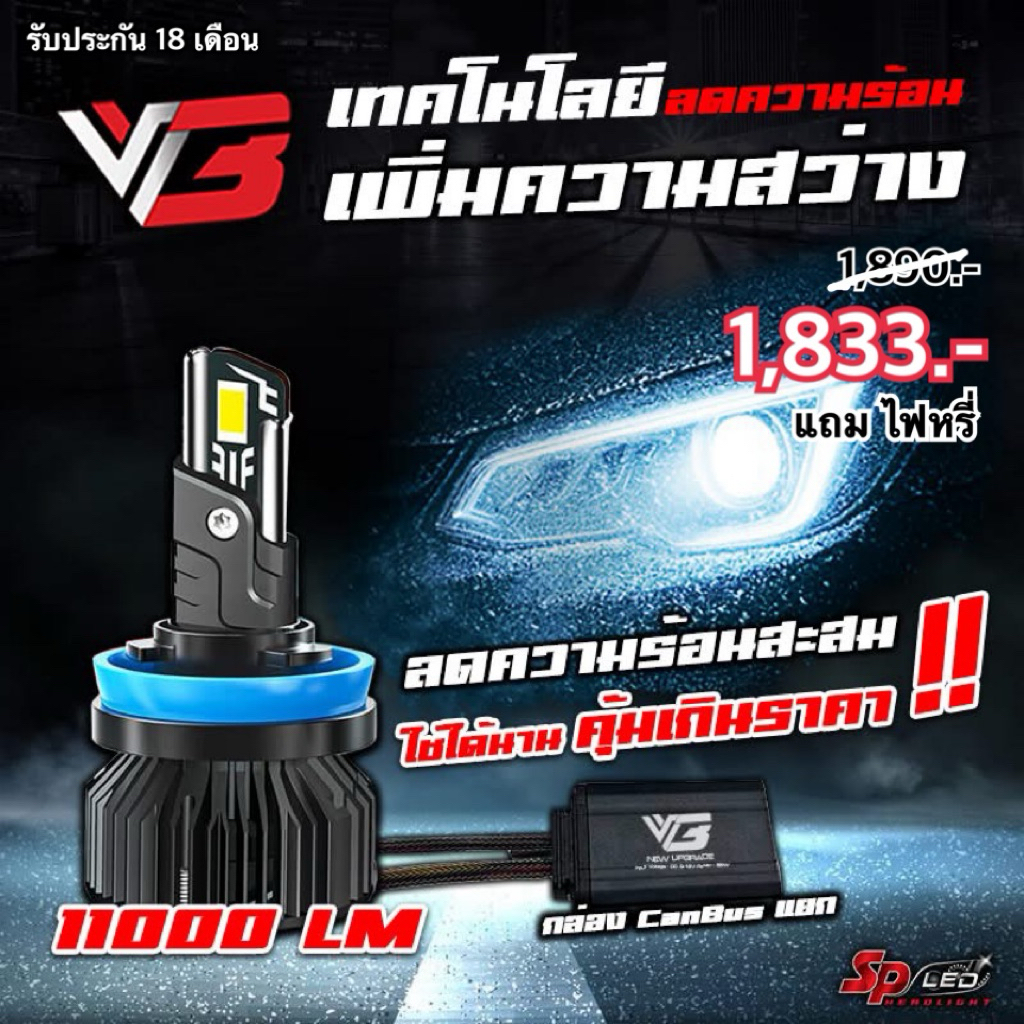 ไฟหน้ารถยนต์ SP-LED รุ่น NEW V.3 (ขั้ว H4, H11, H7, HB3(9005))