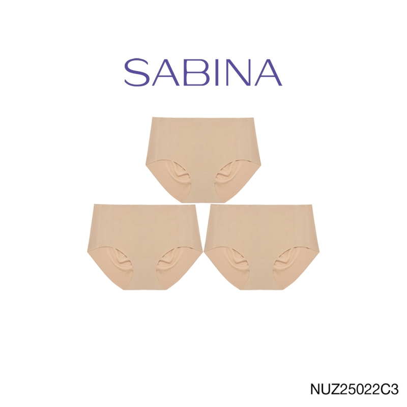 [Online Exclusive] (Set 3 ชิ้น) Sabina Panty Zone Seamless Series ทรงเอวสูงปานกลาง รหัส NUZ25022C3 - สีเนื้อเข้ม
