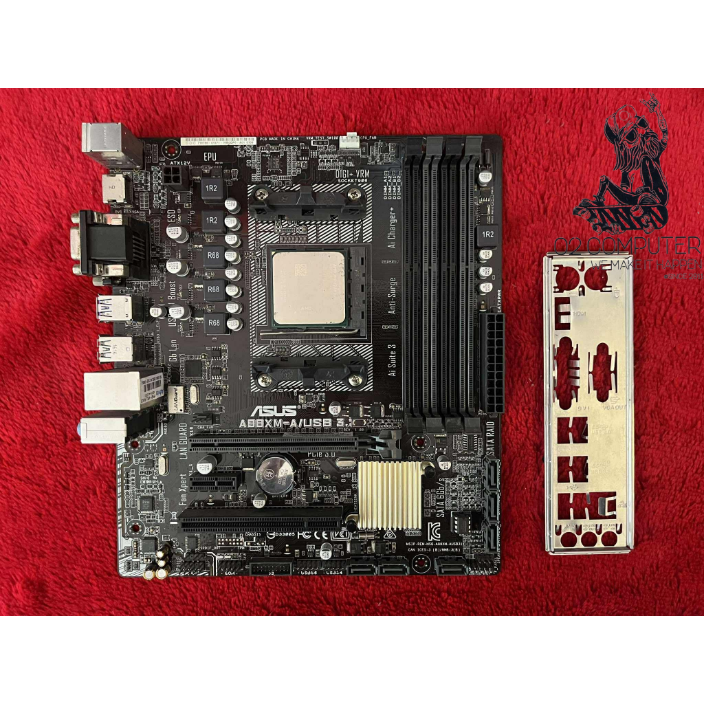 (มือ2)MAINBOARD (เมนบอร์ด) FM2+ ASUS A88XM-A USB 3.1+ CPU A10-7700K 3.4 GHz