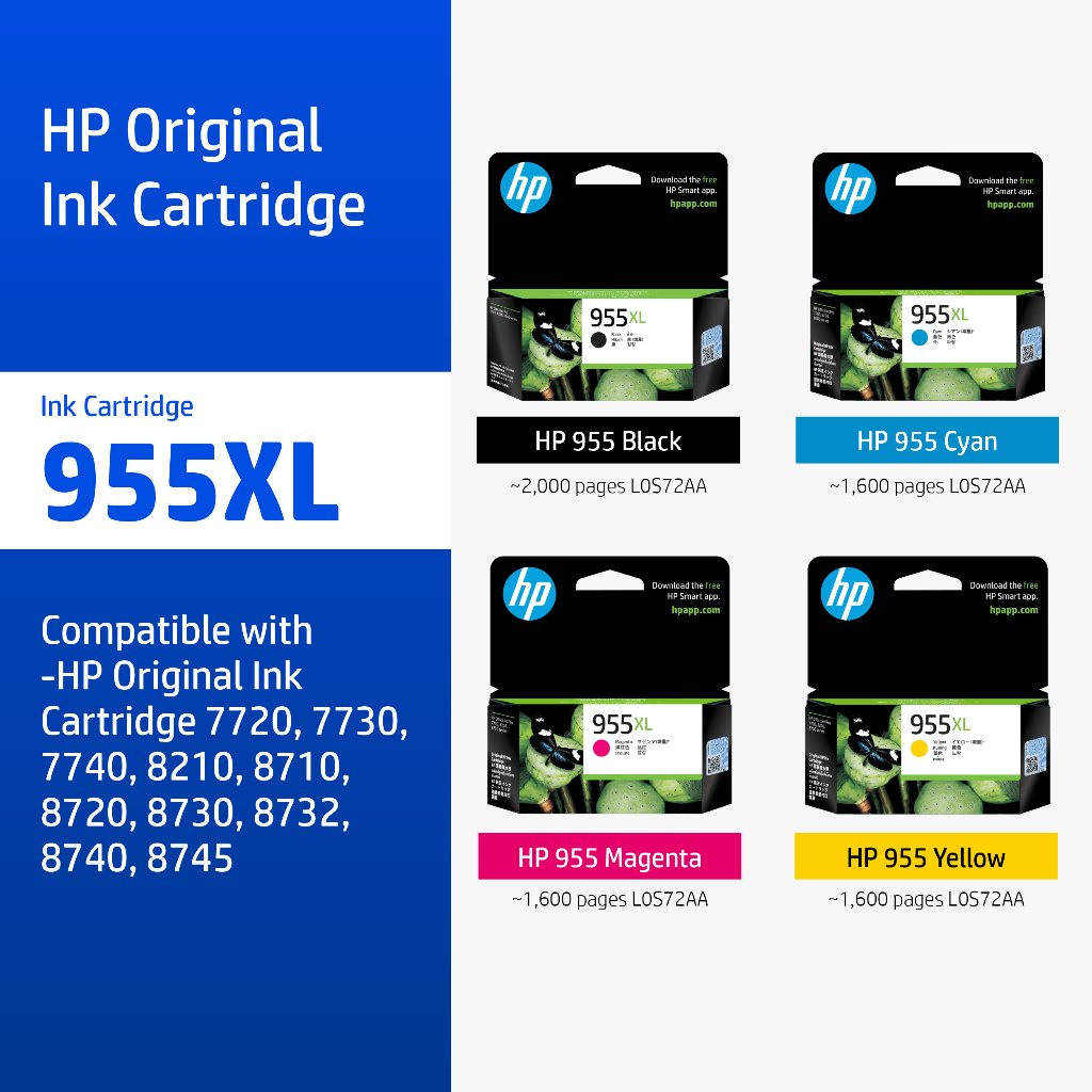 [ส่งด่วน] ตลับหมึกHP 955XL Black/Tri-Color ( สีดำ / สี ) Original Ink Advantage Cartridge