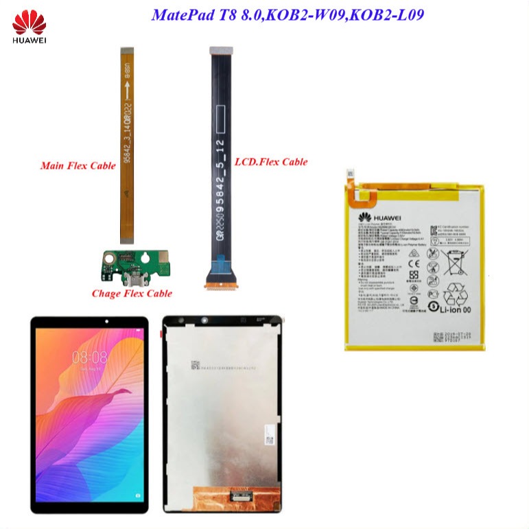 อะไหล่ Huawei MatePad T8 8.0,KOB2-W09,KOB2-L09/สายแพร/แบตเตอรี่ HB2899C0ECW/หน้าจอ LCD