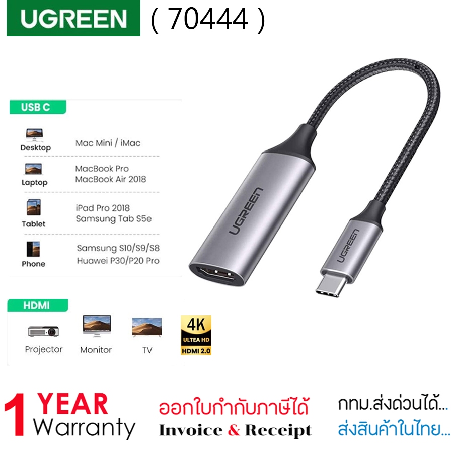 UGREEN USB Type-C to HDMI Adapter 4K60Hz Thunderbolt 3 Aluminum Case (70444)