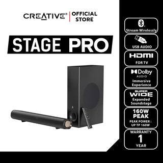 CREATIVE SPEAKER STAGE Pro Bluetooth Sound Bar 2.1 Speaker + Subwoofer มีรีโมท ลำโพงบูลทูธไร้สาย