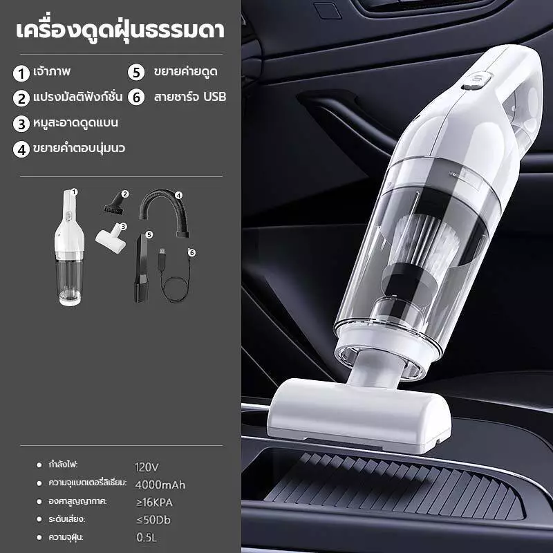 เครื่องดูดฝุ่นไร้สาย 20000PA แรงดูดสูง เครื่องดูดฝุ่น Handheld Vacuum Cleaner น้ำหนักเบา เหมาะกับบ้านและคอนโด thumbnail 5