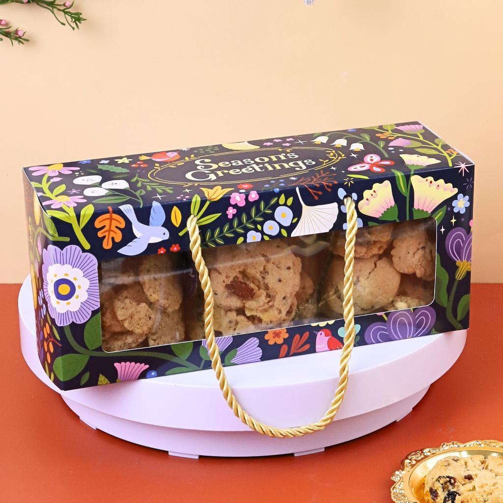 Boxjourney กล่องคุกกี้หูหิ้ว ลาย season's greeting 9x26x11 ซม.