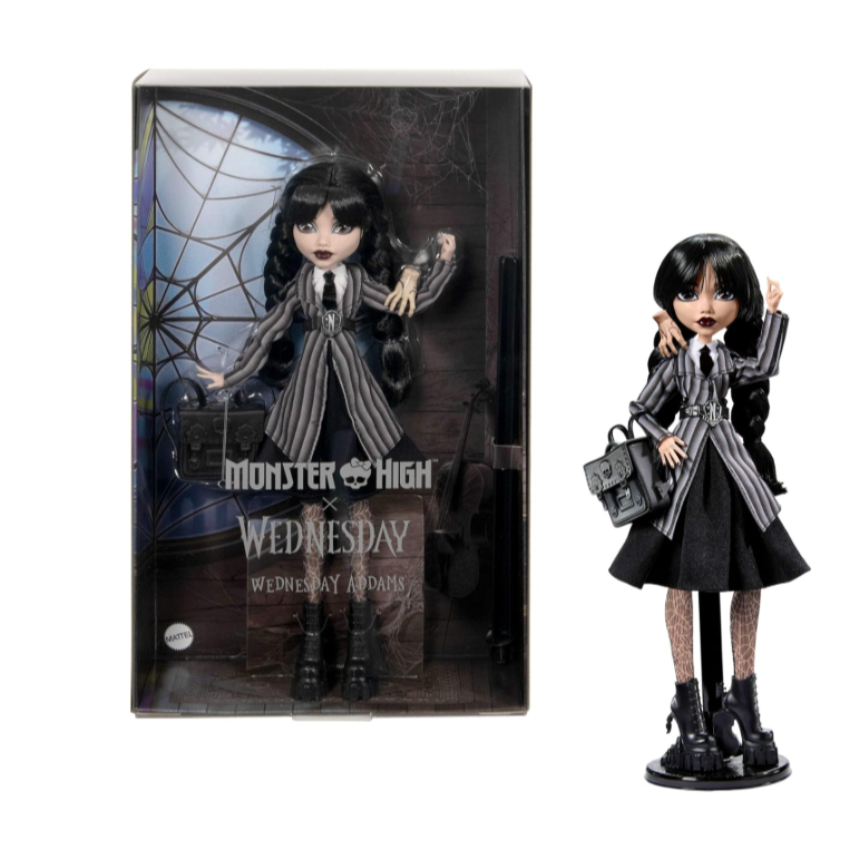 พร้อมส่งในไทย-ส่งฟรี Monster High Wednesday Doll and Accessories, Wednesday Addams Collectible in Ne