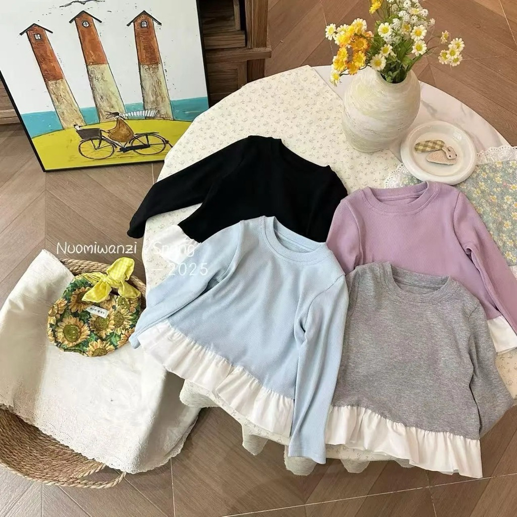 [Namsaii kids] พร้อมส่ง ชุดเด็กผู้หญิง  เสื้อยืดลูกไม้แขนยาว ราคา ถูกที่สุด ดีลบีเคเค แกลเลอรีภาพที่ 2