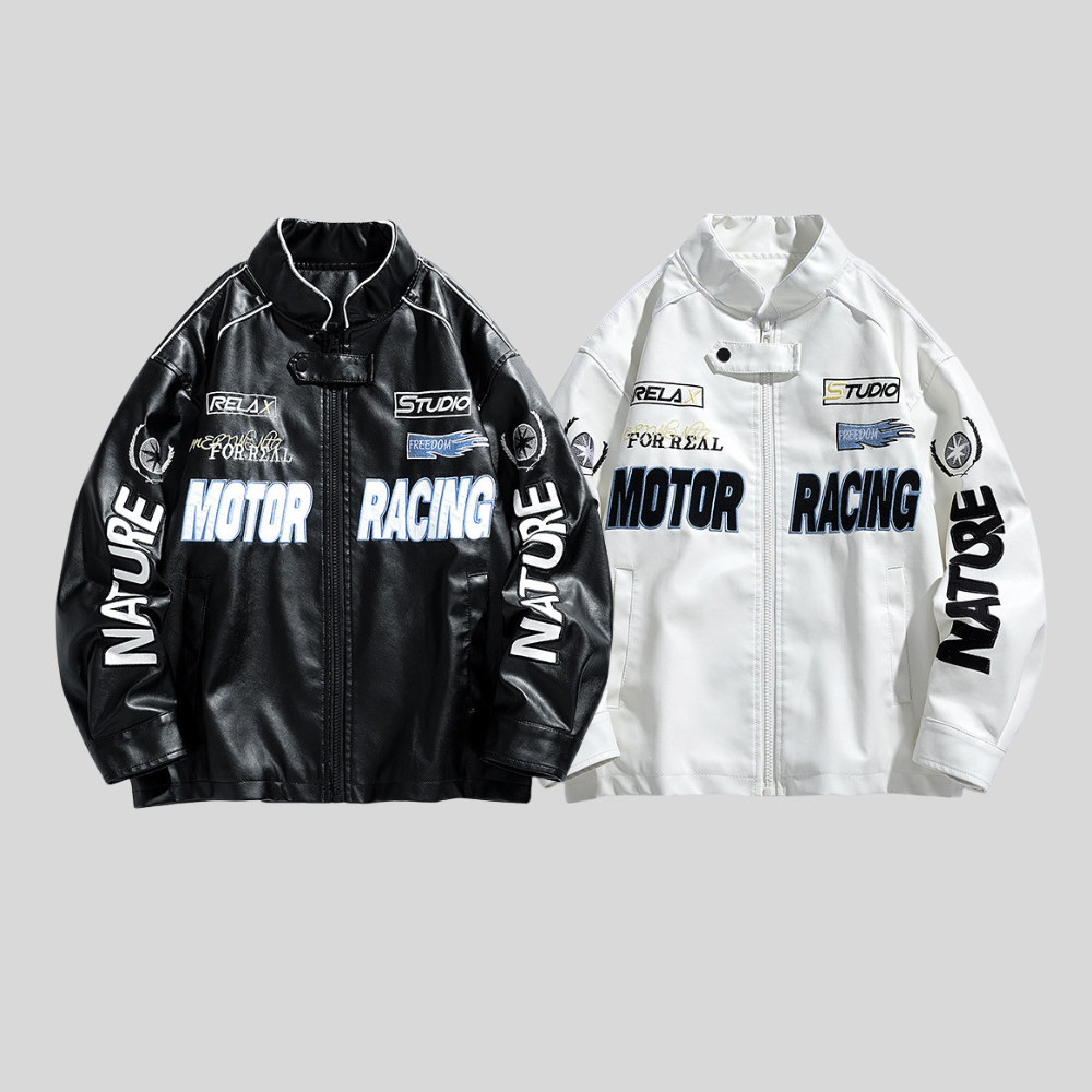 Moto race เสื้อแจ็คเก็ตหนังสไตล์เรซซิ่งF1 MotoGP แจ็คเก็ตรถแข่ง Racing Jacket วัสดุหนัง PU น้ำหนักเบ