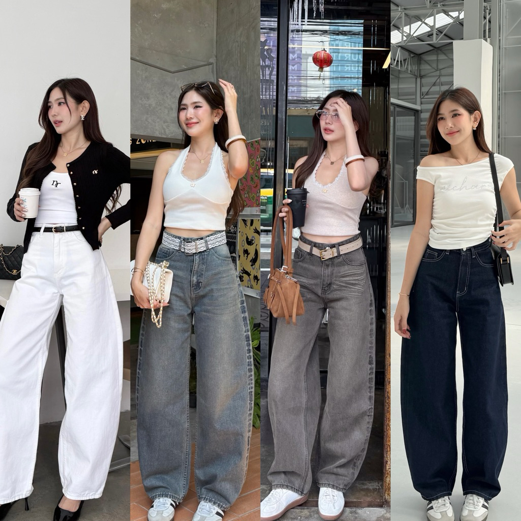 NICHARIS - กางเกงยีนส์ทรง Barrel รุ่น Brady Jeans