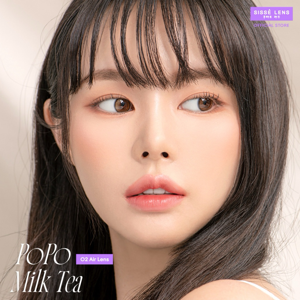Sisse lens คอนแทคเลนส์รายวัน รุ่น PoPo Milk Tea 3 คู่ :O2 Air Lens #ค่าสายตา-5.00