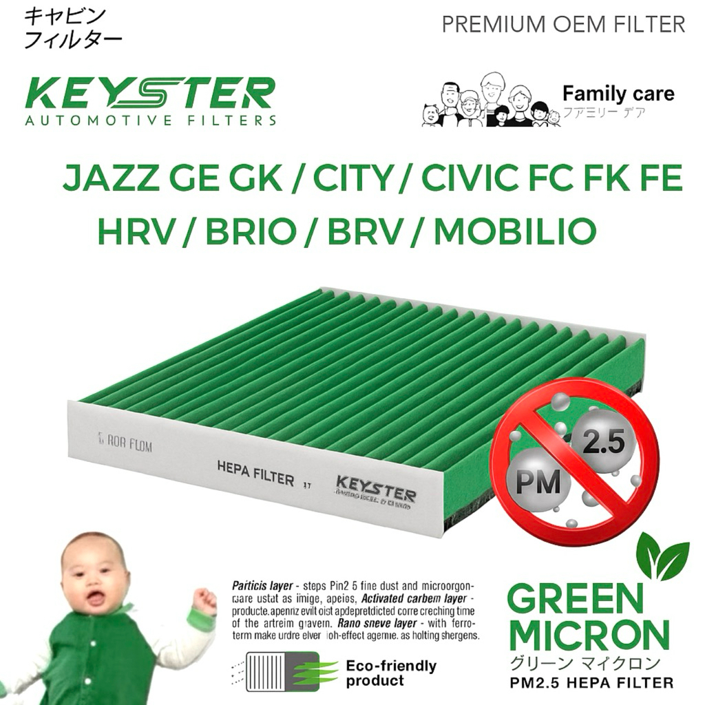 KEY-STER [G-TGO] ไส้กรองแอร์ HONDA JAZZ,CITY,HRV,CIVIC FC FK FE รุ่นGREEN MICRON กรอง PM2.5ได้จริง!