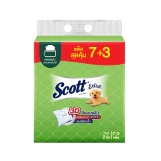 Scott สก๊อตต์ กระดาษทิชชู่ รุ่นแผ่นดึง 150 แผ่น มี 2 แบบ 3+1 และ 7+3 หนา 2 ชั้น สก็อตต์ ซึมซับดี สัมผัสนุ่มนวลกับผิว