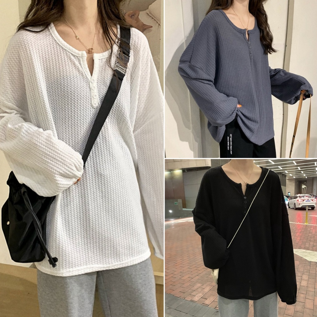 Beryl🌻เสื้อยืดแขนยาวผู้หญิง ผ้าใส่สบาย เสื้อยืดย้อนยุคขี้เกียจ