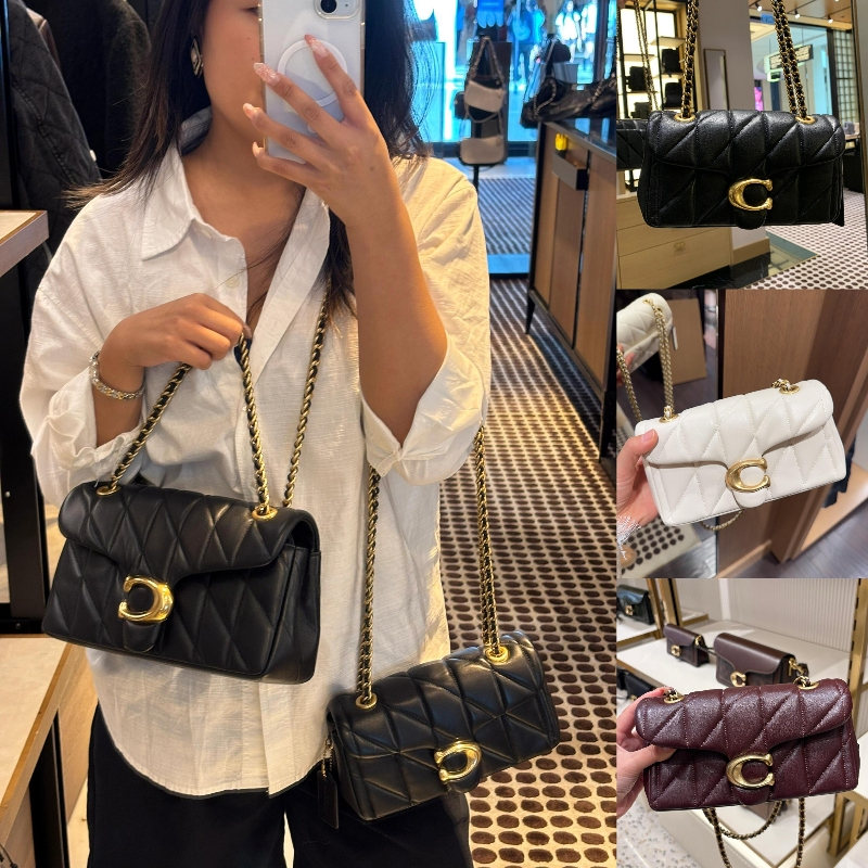 ของแท้ 100%⭐⭐ Coach Tabby Genuine Leather Crossbody Bag กระเป๋าสะพายข้างสตรี กระเป๋าสายโซ่