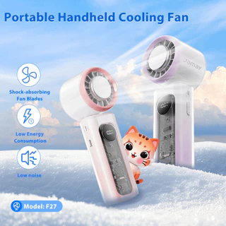 JAMAY พัดลมพกพา Portable Fan พัดลมประคบเย็น มีหน้าจอ ปรับได้ 100 ระดับ ลมแรง เสียงเงียบ พร้อมเคสกันกระแทก F27