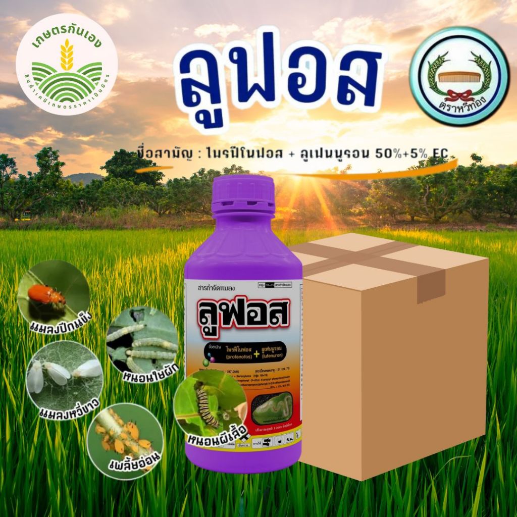 ลูฟอส 500ซีซี ยกลัง 12ขวด กำจัดหนอน เพลี้ย คุมไข่