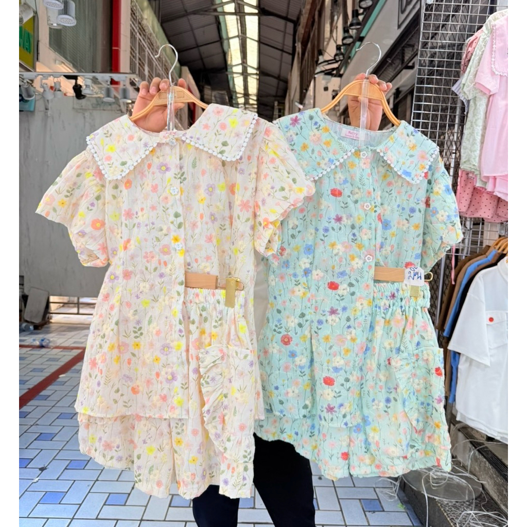 เชิ้ตแขนบอลลูน เนื้อผ้าคัดตอลปักทั้งชุด แต่งปกด้วยลูกไม้💐💐