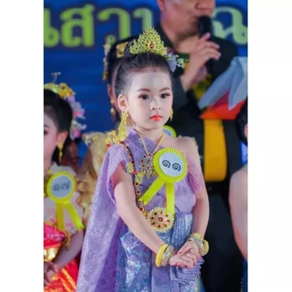 fashionjewelry มงกุฎพลอยหลากสี เครื่องประดับชุดไทย