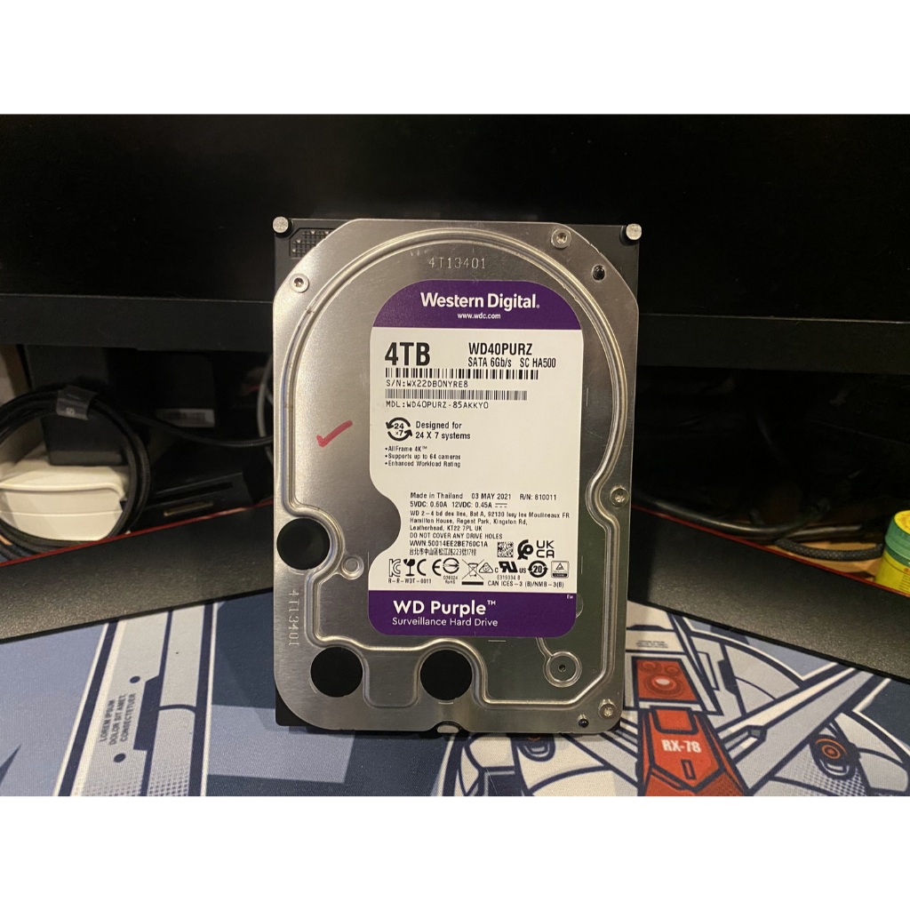 Harddisk มือสอง WD Purple 4TB SATA3 (WD40PURZ) สภาพดี ใช้งานปกติ