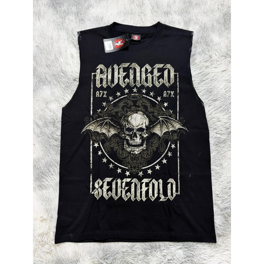 A7X ปีกน้ำตาลกุ๊ดกุด เสื้อแขนกุด ป้าย RockYeah
