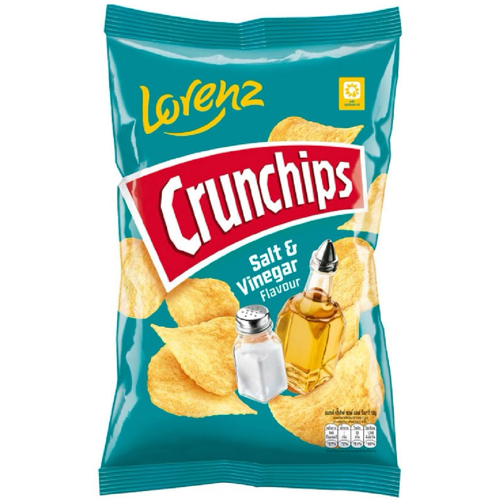 Lorenz Crunchips Potato Chips Salt&Vinegar/Sour Cream Onion/Salted/Cheese Onion/Barbeque/Paprika 100g. มันฝรั่งทอดกรอบ
