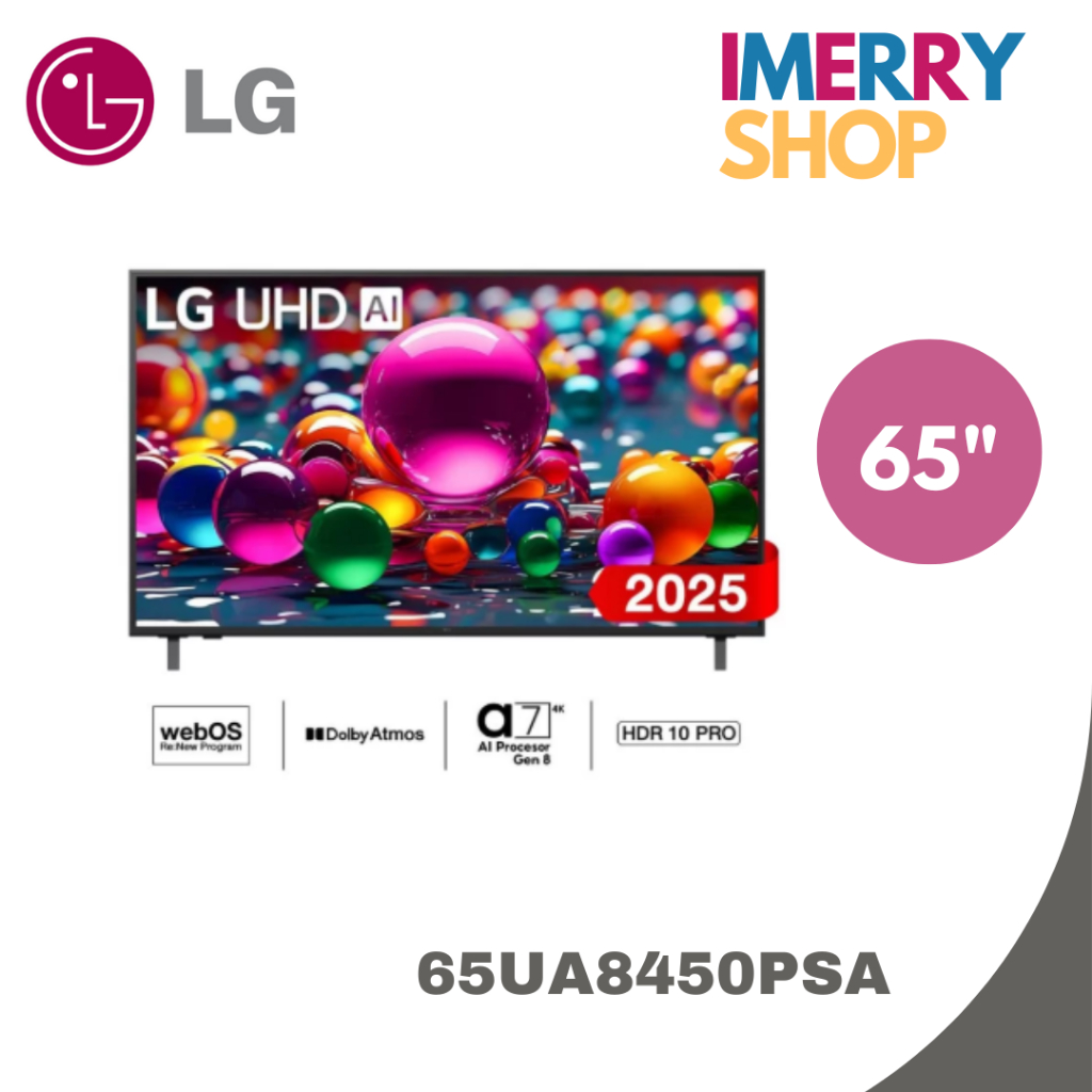 LG ทีวี 65" UHD AI 4K Smart TV 65UA8450 AI Magic Remote รับประกันศูนย์ รุ่น 65UA8450PSA