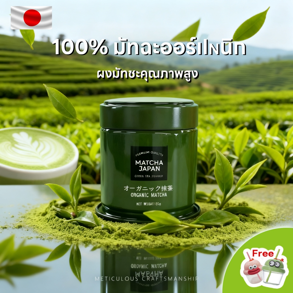 มัทฉะเกรดพิธีการ ผงมัทฉะญี่ปุ่นแท้ 100% 50g สุขภาพดี matcha 0 สารเติมแต่ง รสชาติไม่ขม ไม่ฝาด