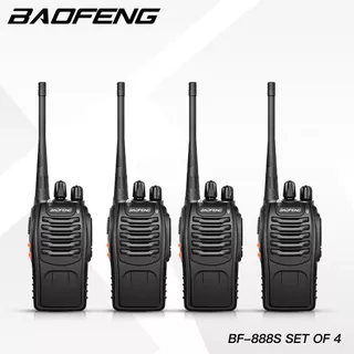(4Pcs) วิทยุสื่อสาร รุ่น 888S (4เครื่อง) อุปกรณ์ครบชุด ไม่ต้องขอใบอนุญาต พร้อมแบตเตอรี่ ส่งไกลสุดได้ 1-3กิโลเมตร
