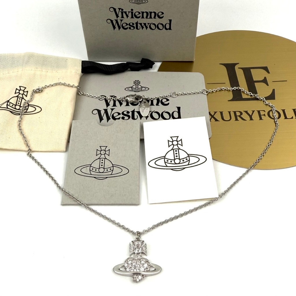 สร้อย VIVIENNE WESTWOOD รุ่น 630203G0-02P102 สี PALTINUM / WHITE CZ ของแท้ 100%