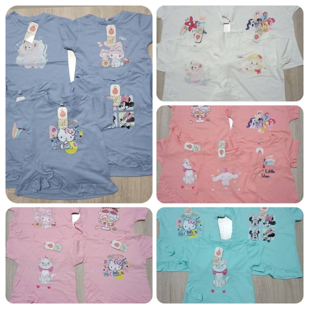 👉เสื้อเด็กหญิง ตกแต่งระบายที่ชายเสื้อ งานสั่งผลิต ผ้าคอตตอน นิ่ม Size S M L