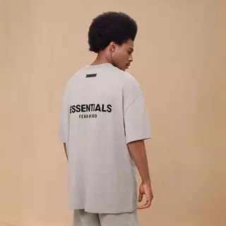 ส่วนลด 50% Fear of God Essentials SS22 T-Shirt Logo กำมะหยี่ เสื้อยืดโอเวอร์ไซส์