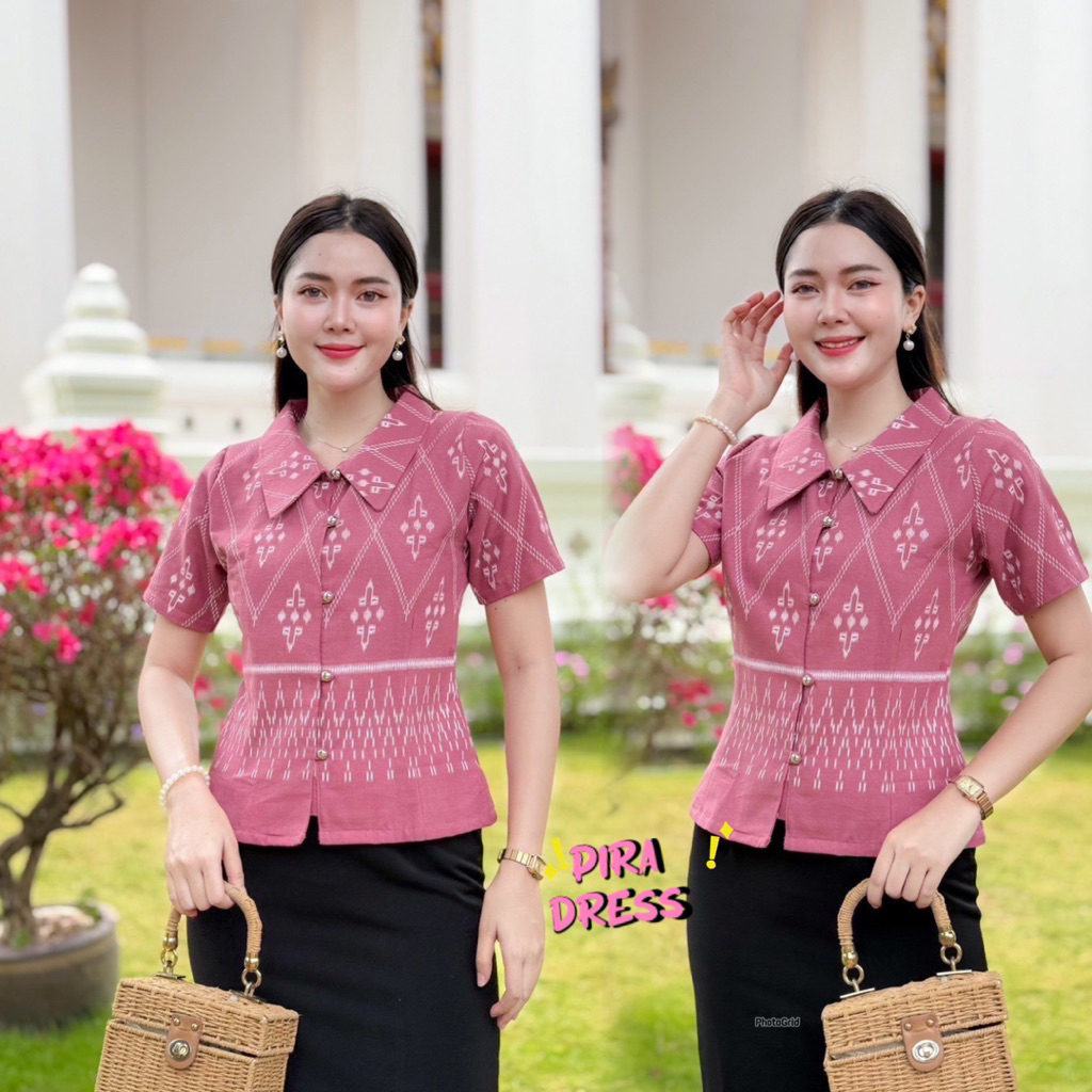 PIRA DRESS เสื้อผ้าฝ้าย สีชมพู ใส่สบาย