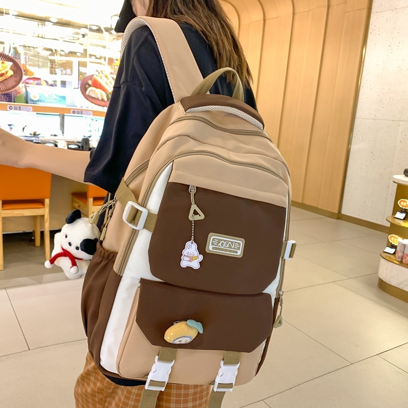 กระเป๋าเป้สไตล์ญี่ปุ่น ดีไซน์ตีกันสี ความจุใหญ่ สำหรับนักเรียน สไตล์แคжуอัล