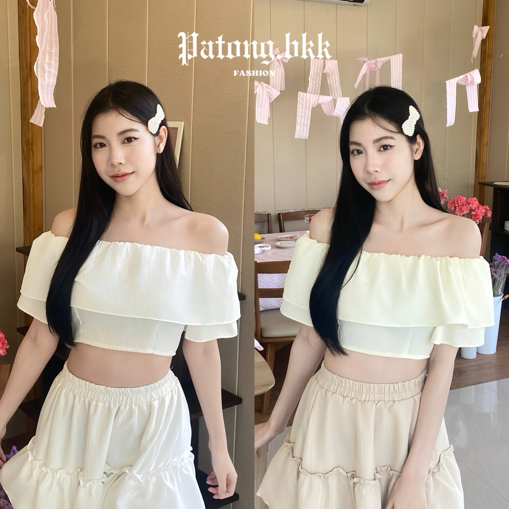 เสื้อเฟย์ เสื้อครอปคุณหนู สายเดี่ยวปาดไหล่ ผ้าสวยพลิ้วๆ ใส่แล้วดูแพง แต่ราคาเบาๆ