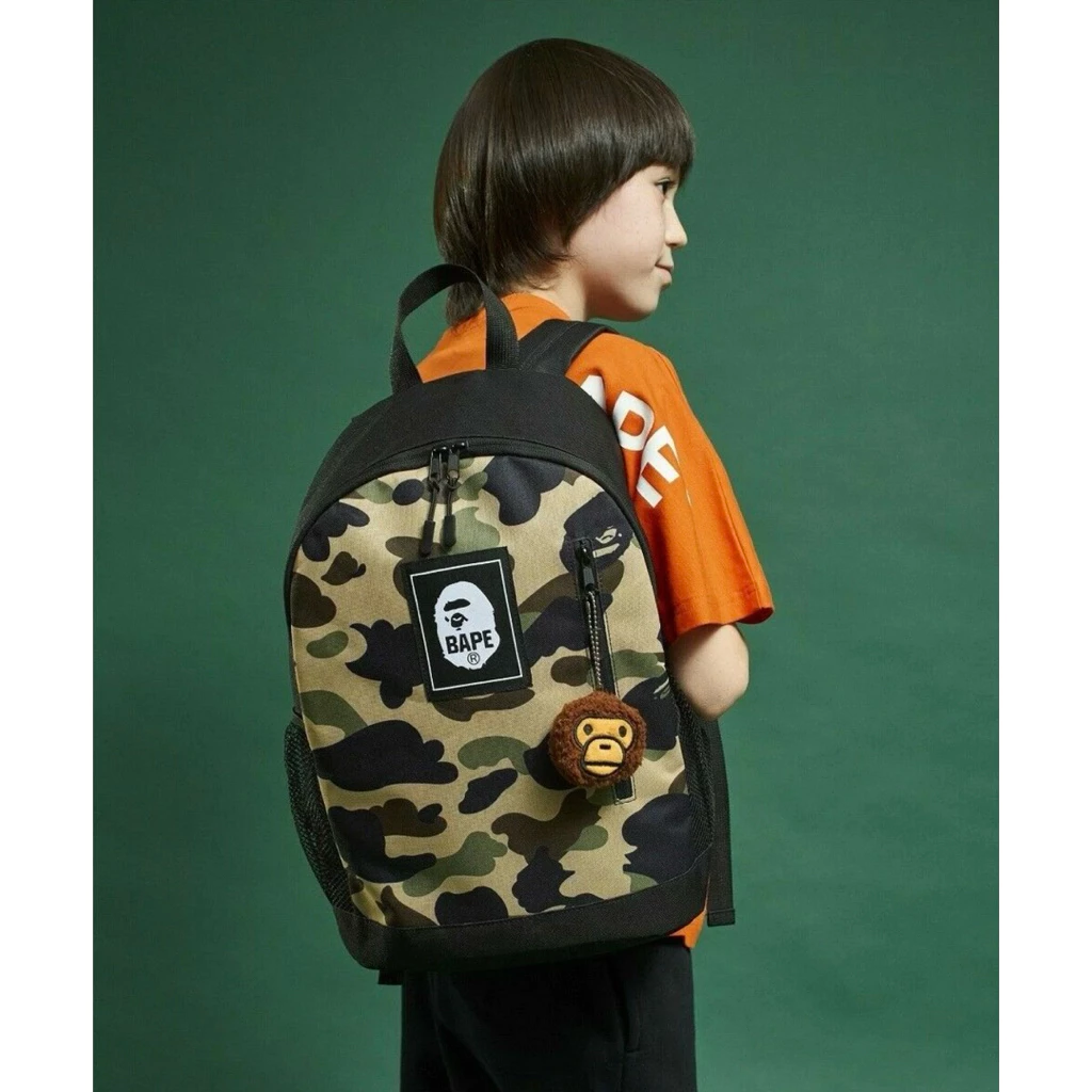 ⚡️🦊[PRE] 🇯🇵 BAPE KIDS by A Bathing Ape Camo Backpack with MILO Charm กระเป๋าเป้สะพายหลัง