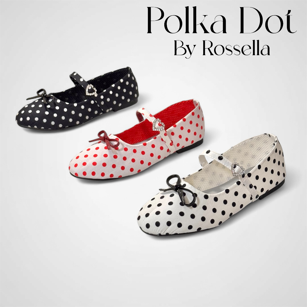 [รุ่นพื้นหนานุ่ม] รองเท้าแมรี่เจนลายจุด ( Mary Jane ) รุ่น Polka Dot by Rossella