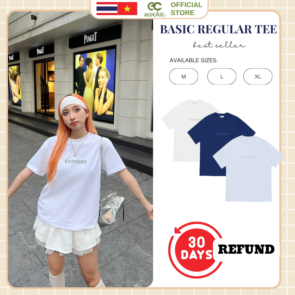 [เปลี่ยนสินค้าภายใน 30 วัน] เสื้อยืด ECOCHIC BASIC REGULAR TEE Local Brand ของแท้ Unisex ผ้าฝ้าย 100% เกรดพรีเมียม B081
