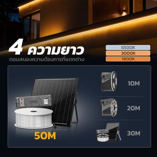MODI ไฟเส้น ไฟริบบิ้นโซล่าเซลล์ ยาว10M20M30M50M ระบบสว่างค้าง กันน้ำIP65 ตกแต่งต้นไม้และสวน รั้วบ้าน